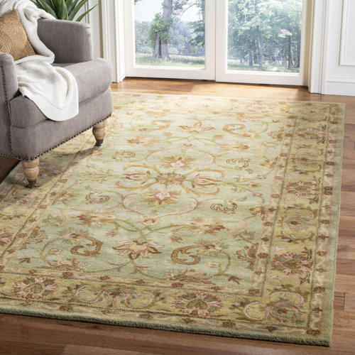 Astoria Grand Taylor Oriental Handmade Tufted Wool Green/Gold Area Rug
